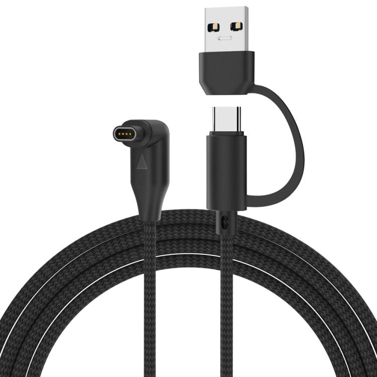 For Garmin 2 in 1 Type-C and USB-A Braid Watch Charging Cable, Length: 1m