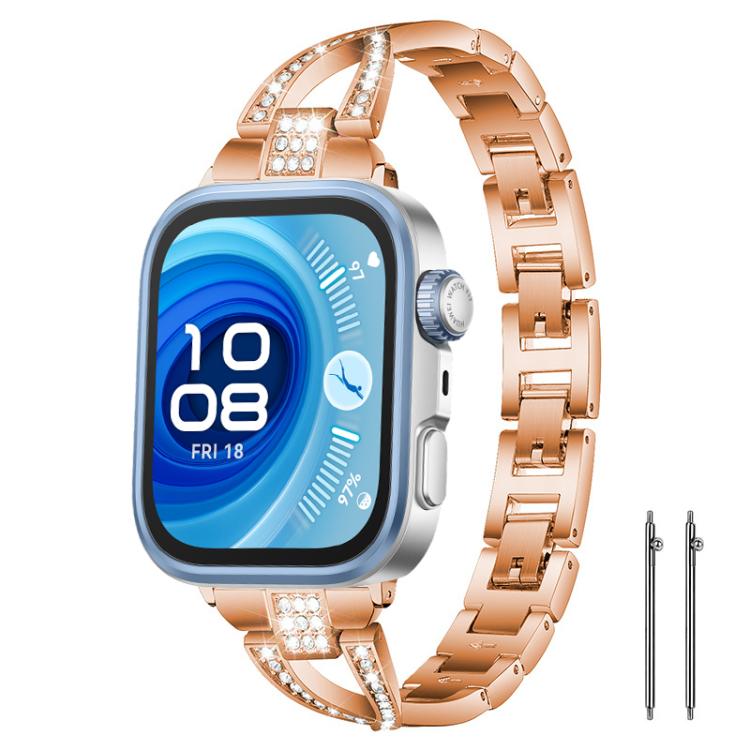 xDfind X-Shaped Single Row Diamond Metal Watch Band — view 9