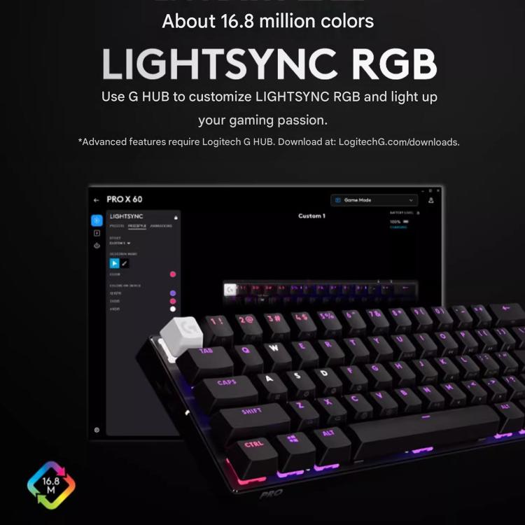 Logitech G PRO X 60 LIGHTSPEED Wireless Gaming Keyboard, GX-T Optical Switches — view 6