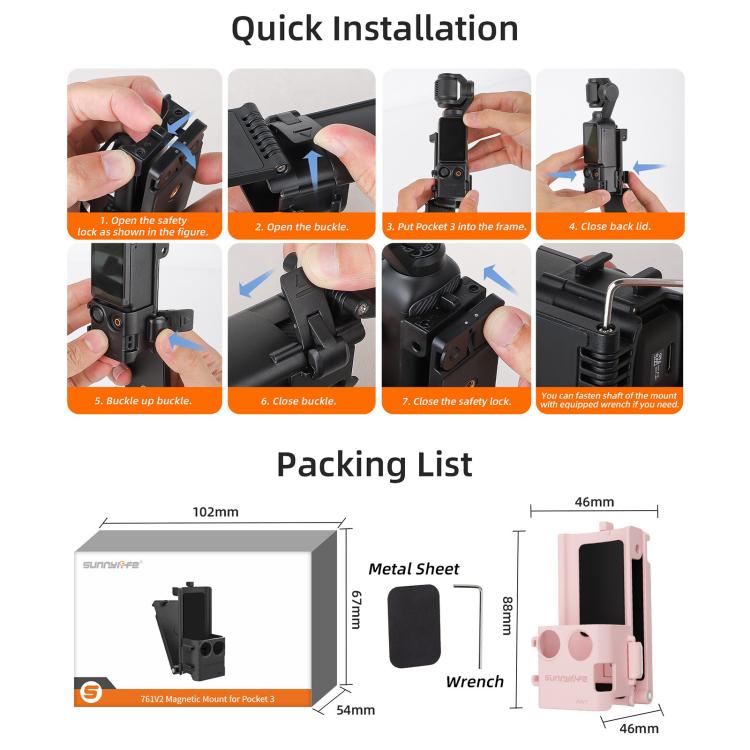 Sunnylife Magnetic Mount 1/4 Adapter Cold Shoe Tabletop Base Bracket Angles Adjustable Multi Expansion Mount