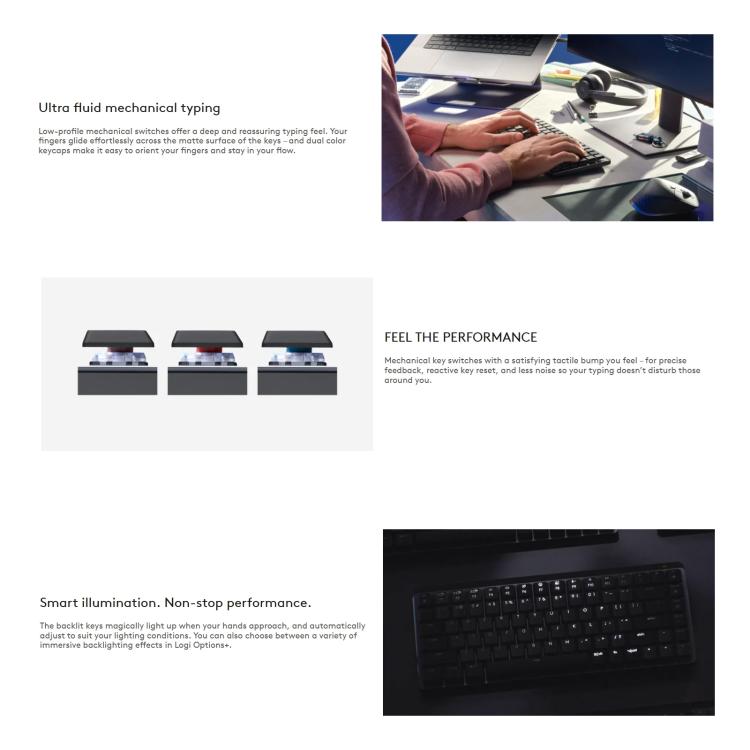 Logitech MX Mini Compact Smart Backlit Wireless Bluetooth Mechanical Keyboard
