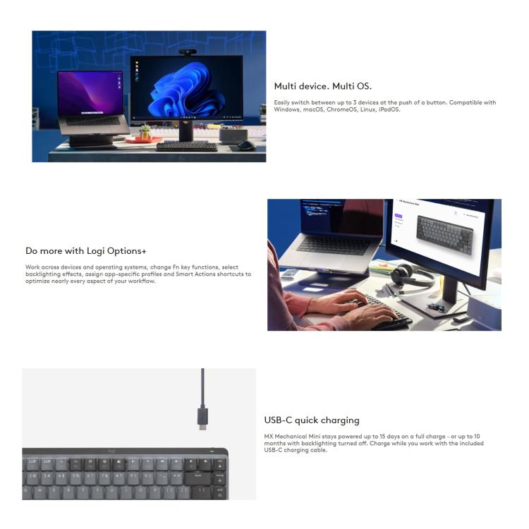 Logitech MX Mini Compact Smart Backlit Wireless Bluetooth Mechanical Keyboard