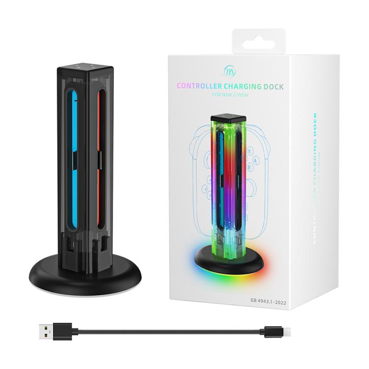 JYS NS2318 4 in 1 Game Controller Charging Dock with RGB Light — For Nintendo Switch 1 / 2