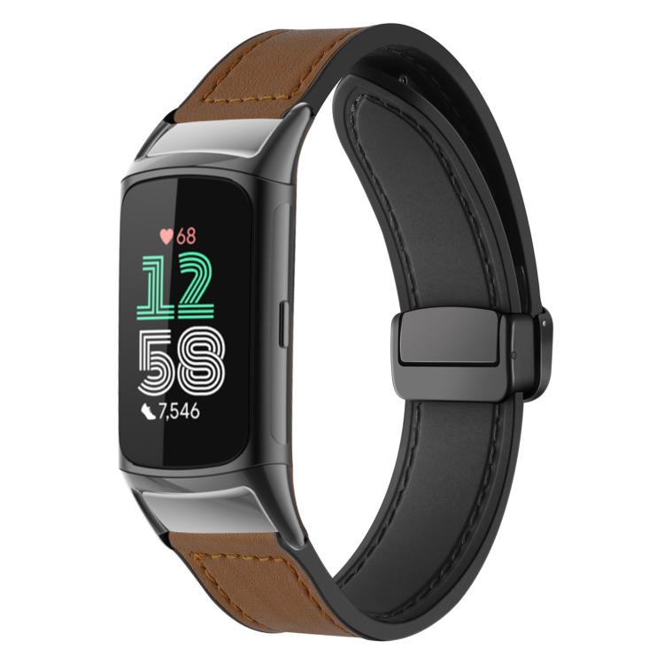 xDfind Crazy Horse Pattern Silicone Skin Magnetic Buckle Watch Band — Taupe