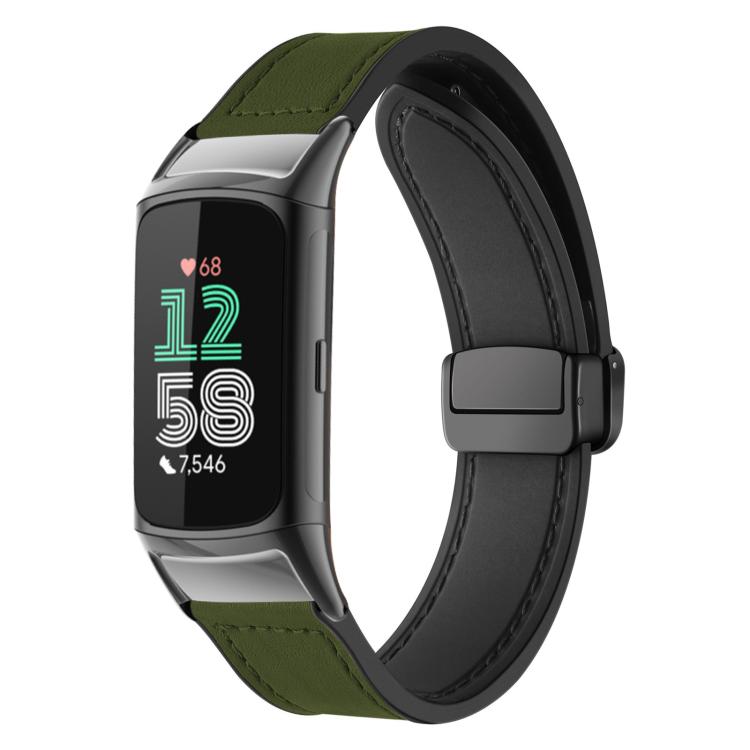 xDfind Crazy Horse Pattern Silicone Skin Magnetic Buckle Watch Band — Light Brown