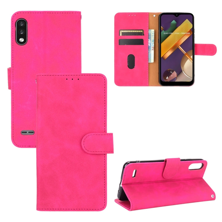 Solid Color Skin Feel Magnetic Buckle Horizontal Flip Calf Texture PU Leather Case with Holder & Card Slots & Wallet