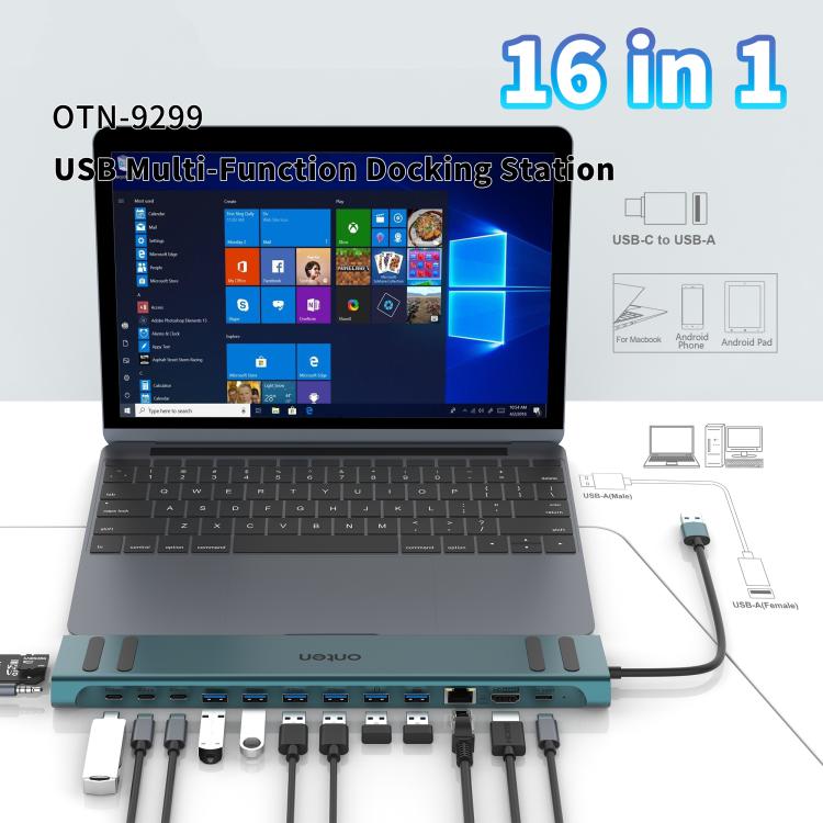 Onten OTN-9299 16 in 1 USB Multi-function Docking Station — view 5