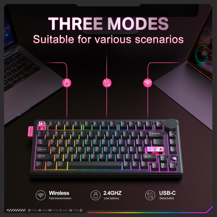 ONIKUMA MT706 81-Keys Hot Swappable Triple Mode Mechanical Keyboard