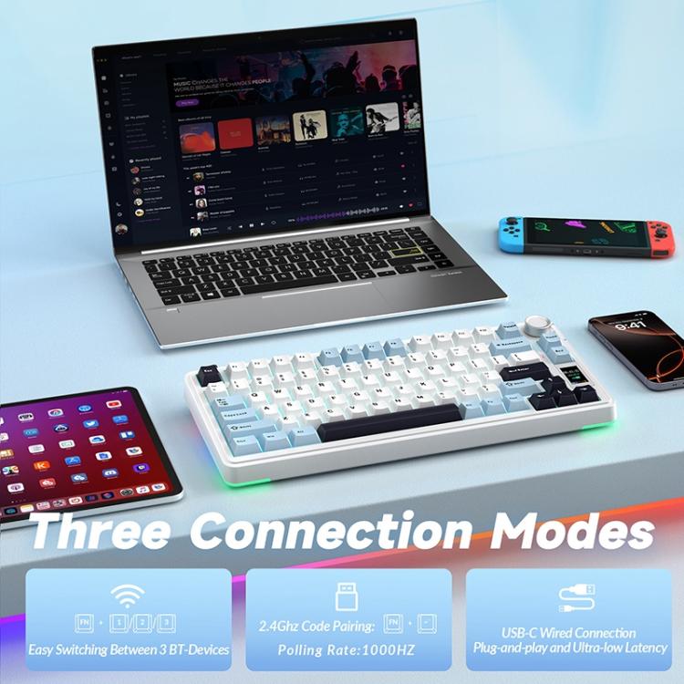 AULA S75 Pro 80 Keys wired/2.4G/Bluetooth Three Model Customizable Gradient Mechanical Keyboard