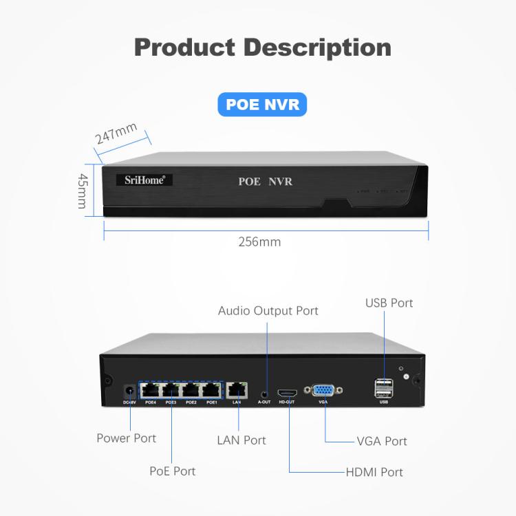 SriHome NVS005-POE030 3MP HD 4-CH POE Camera Network Video Recorder Kit — view 16