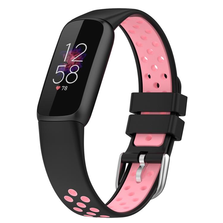 xDfind Breathable Holes Two-color Silicone Watch Band — Black+Red