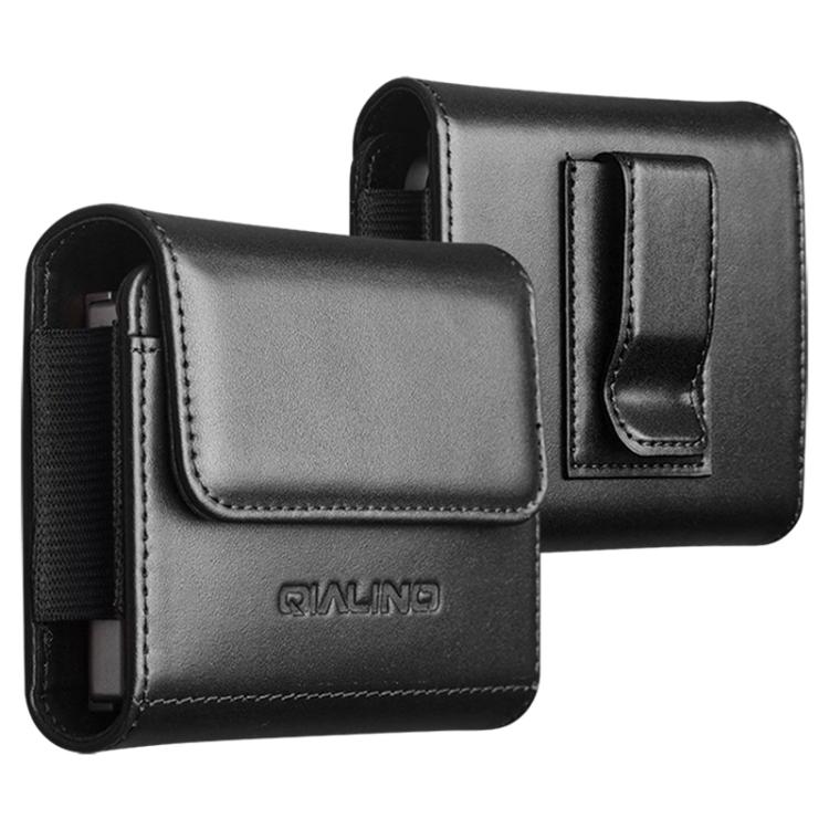 QIALINO Small Foldable Screen Universal Genuine Leather Phone Case