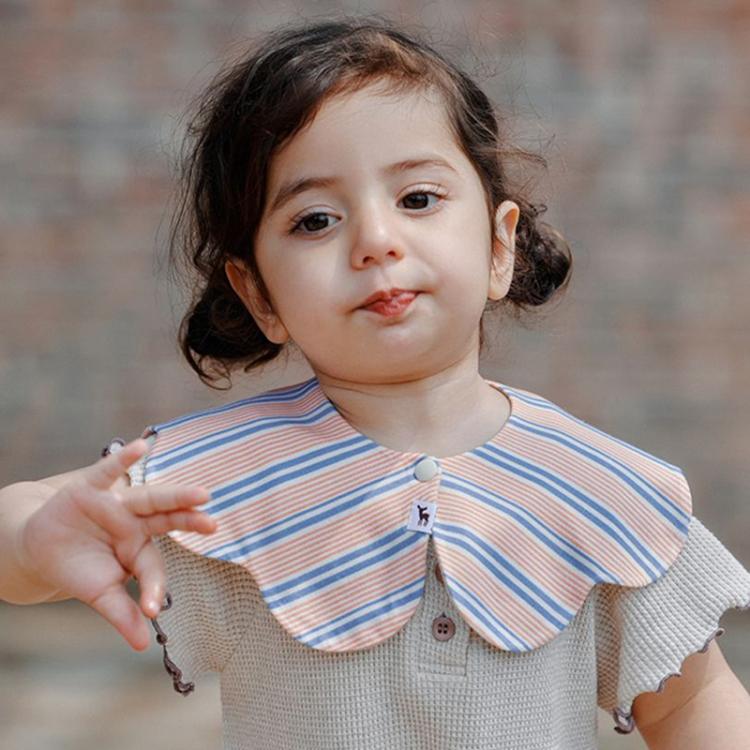 Benzdeer Petal Shape Bib Infants Saliva Towel — Pink and Yellow Stripes