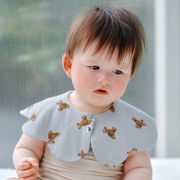 Benzdeer Petal Shape Bib Infants Saliva Towel — Brown Check