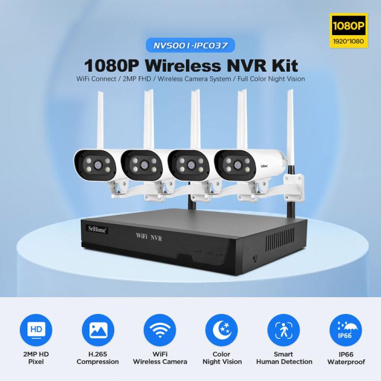 SriHome NVS001-IPC037 2MP HD 4-CH NVR WiFi IP Camera Kit — view 7