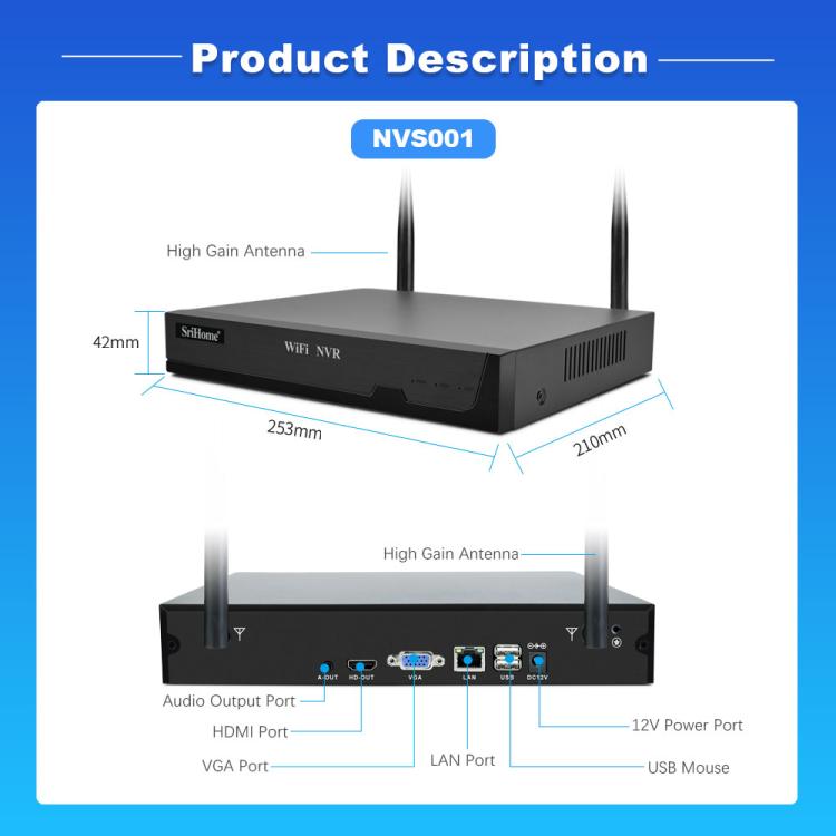 SriHome NVS001-IPC037 2MP HD 4-CH NVR WiFi IP Camera Kit — view 9