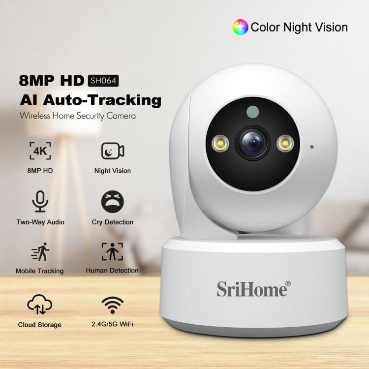 SriHome SH064 8MP HD Two-way Video Mini Camera Supports Night Vision