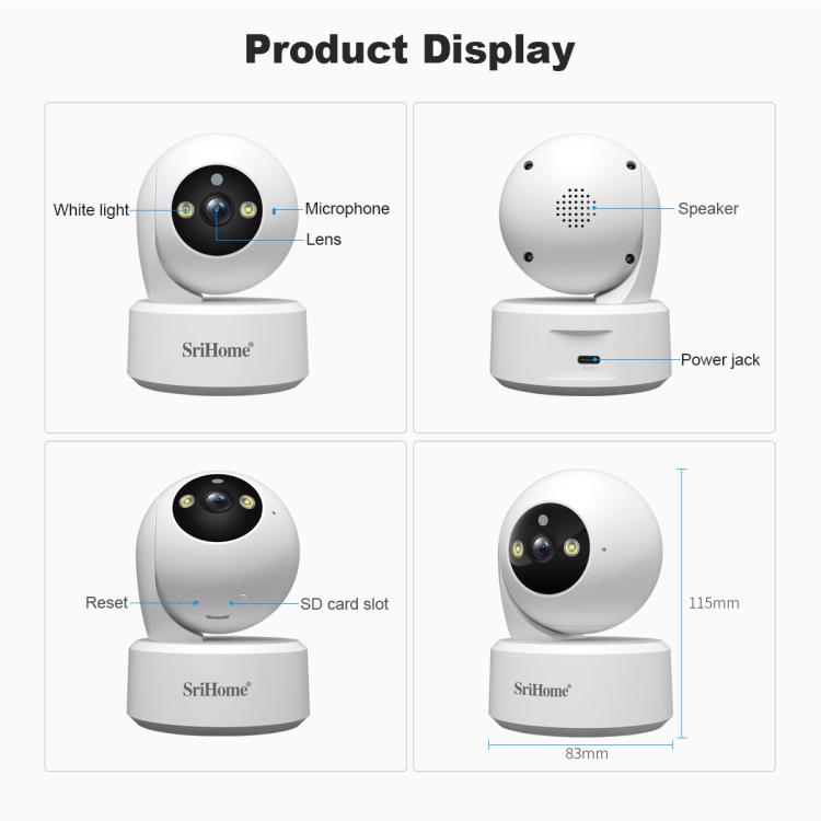 SriHome SH064 8MP HD Two-way Video Mini Camera Supports Night Vision