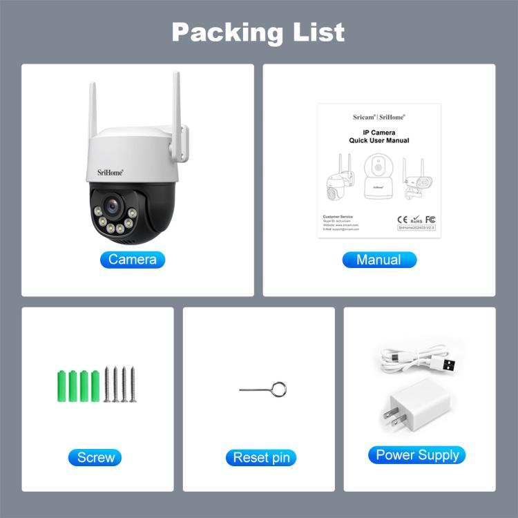 Srihome SH072 8MP 2.4 / 5G WiFi Outdoor AI Auto-Tracking Wireless WiFi Security Camera