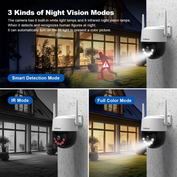 Srihome SH072 8MP 2.4 / 5G WiFi Outdoor AI Auto-Tracking Wireless WiFi Security Camera