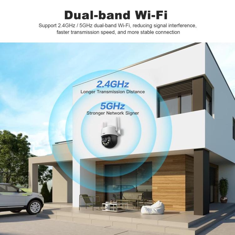 Srihome SH072 8MP 2.4 / 5G WiFi Outdoor AI Auto-Tracking Wireless WiFi Security Camera