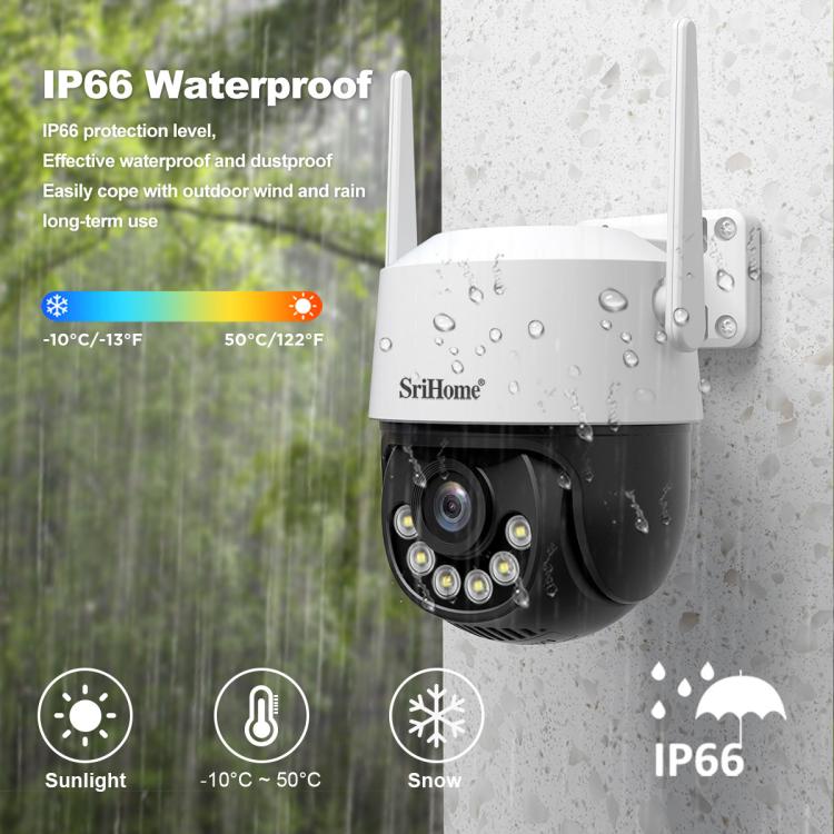 Srihome SH072 8MP 2.4 / 5G WiFi Outdoor AI Auto-Tracking Wireless WiFi Security Camera