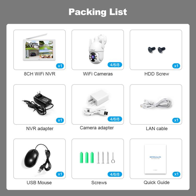 SriHome NVS009-IPC059 5MP 4-CH NVR WiFi IP Camera Kit