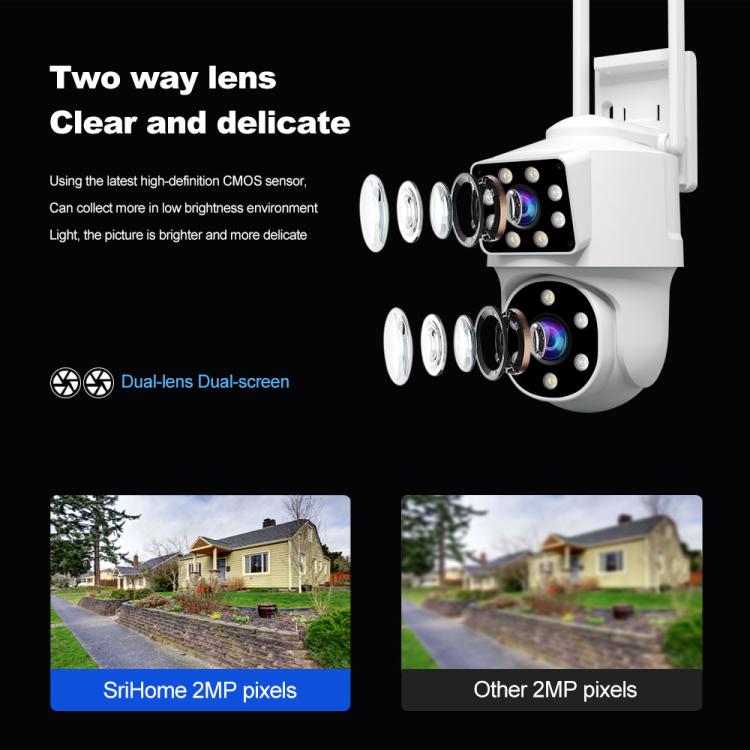 Srihome SH063 4MP Dual Lens Panoramic Surveillance HD Camera