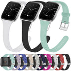 For Fitbit Versa 2 / Versa / Versa Lite xDfind Silver Buckle Slim Solid Color Silicone Watch Band