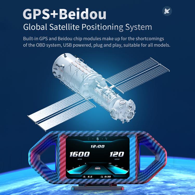P26 Car HUD Head-Up Display Multi-function LCD OBD Smart Gauge Slope Meter Accelerometer