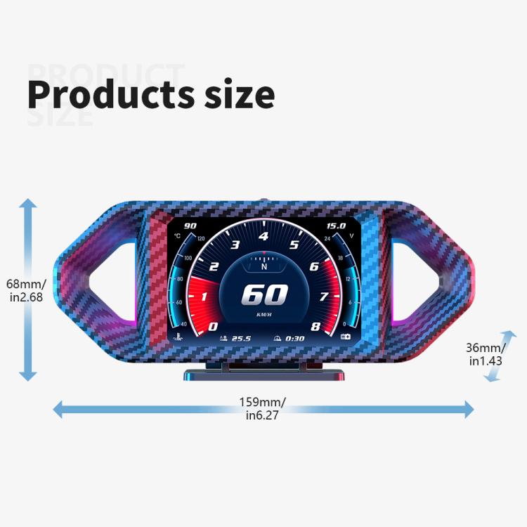 P26 Car HUD Head-Up Display Multi-function LCD OBD Smart Gauge Slope Meter Accelerometer