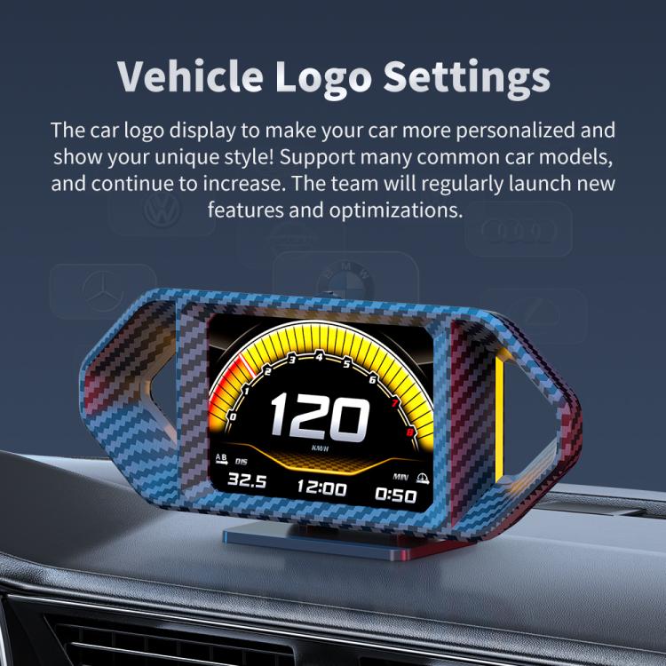P26 Car HUD Head-Up Display Multi-function LCD OBD Smart Gauge Slope Meter Accelerometer