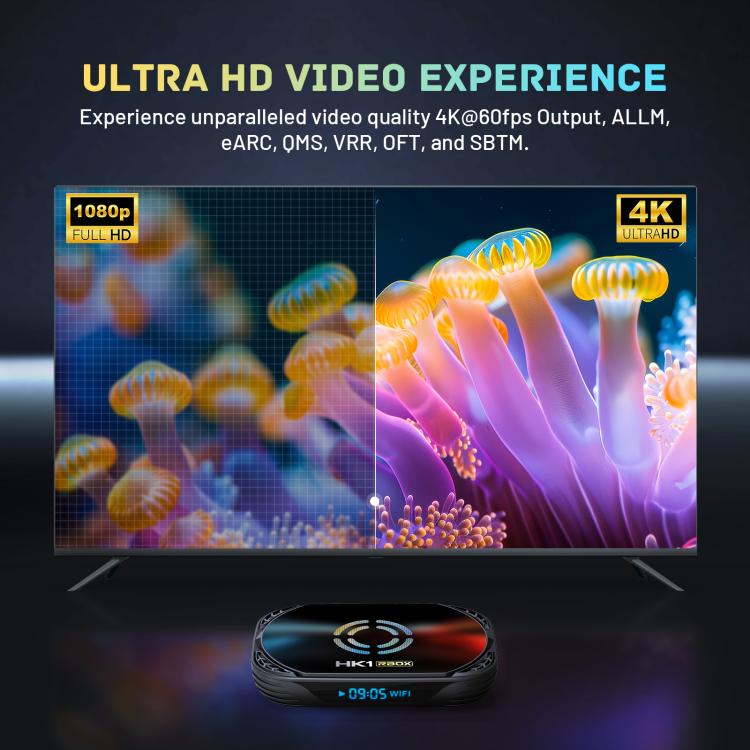 HK1 RBOX X50 Android 14 Smart TV Box with Remote Control, Amlogic S905A Quad-Core