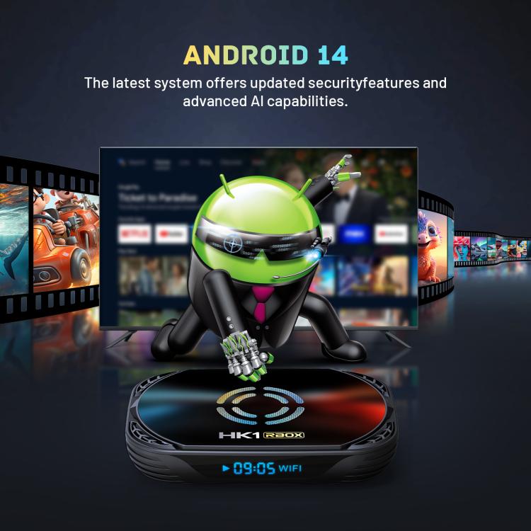 HK1 RBOX X50 Android 14 Smart TV Box with Remote Control, Amlogic S905A Quad-Core