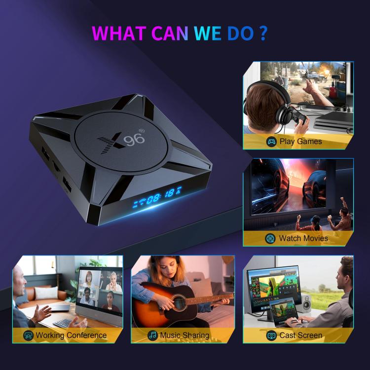 X96 M300 Android 14 Smart TV Box with Remote Control, Amlogic S905X5M Quad-Core