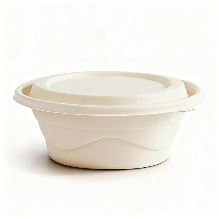 Disposable Food Delivery Lunch Box Containers — 550ML Round Box with Lid
