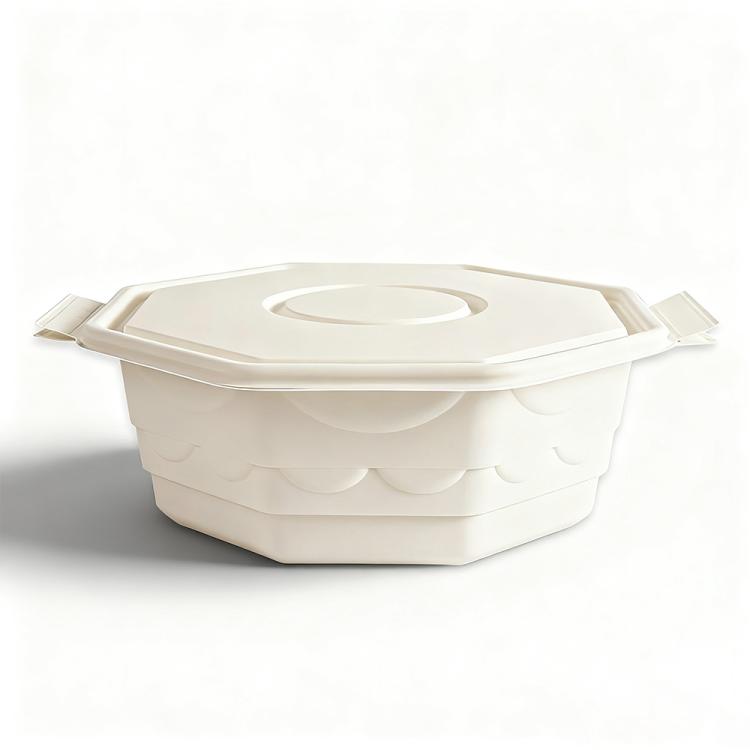 Disposable Food Delivery Lunch Box Containers — 1500ML Round Box with Lid