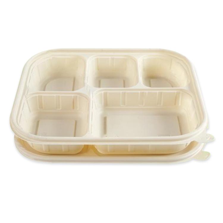 Disposable Food Delivery Lunch Box Containers with Lid — 1300ML Large 5-Compartment