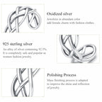 S925 Sterling Silver Woven Texture Hollow Women Open Ring