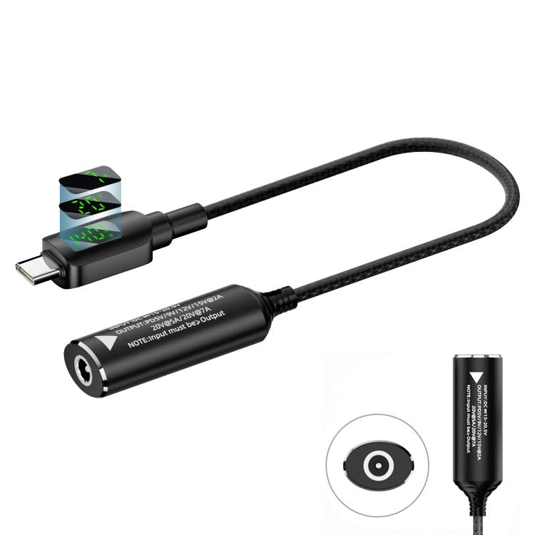 140W Digital Display Laptop Charging Adapter Connector — DC 5.5 x 2.1mm to Type-C Male