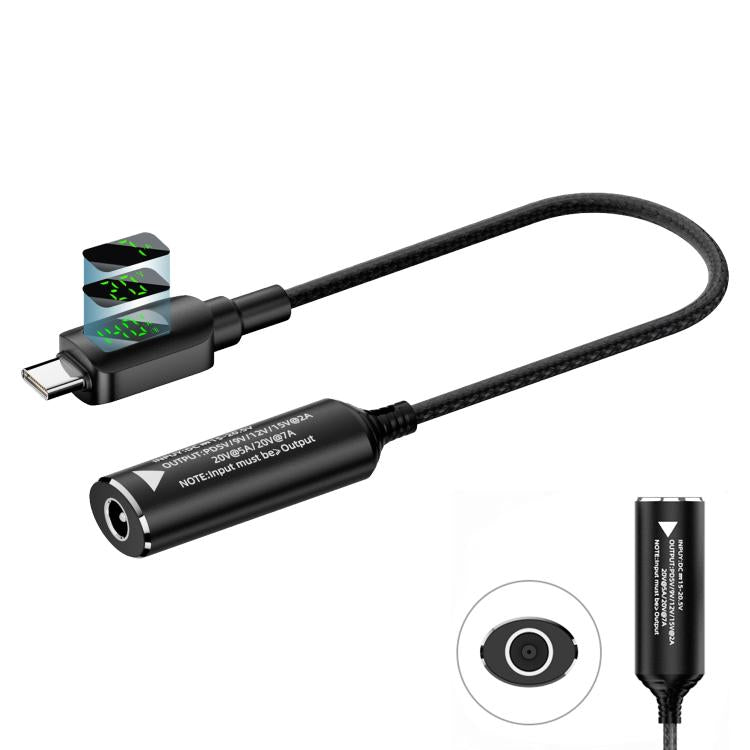 140W Digital Display Laptop Charging Adapter Connector — DC 5.5 x 2.5mm to Type-C Male