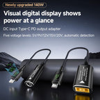 140W Digital Display Laptop Charging Adapter Connector — For Lenovo Female to Type-C Male