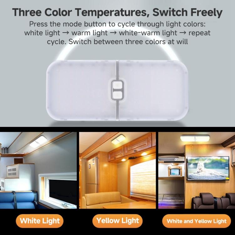 12-30V RV Light 3-Color Temperature Rotary Button Dimming Roof Light