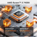 GXMO T160 16 inch Windows 11 Laptop, 16GB+512GB, AMD Ryzen 5 7430U Hexa Core Processor