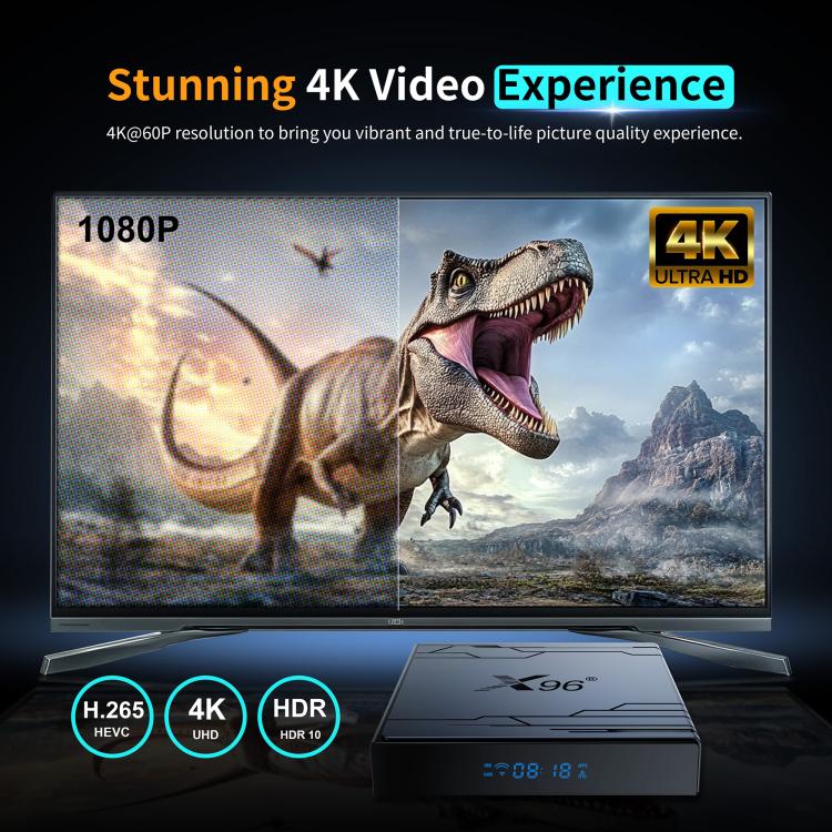 X96 NEX 4K Android 14 Smart TV Box with Remote Control, Amlogic S905Y5 Quad Core