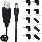 1.5m USB to DC5.5x2.1mm Male Power Cord with 10pcs Converter — 1+10