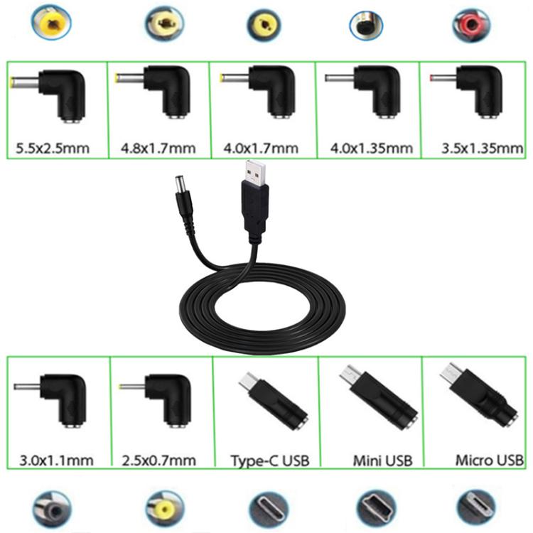 1.5m USB to DC5.5x2.1mm Male Power Cord with 10pcs Converter — view 3