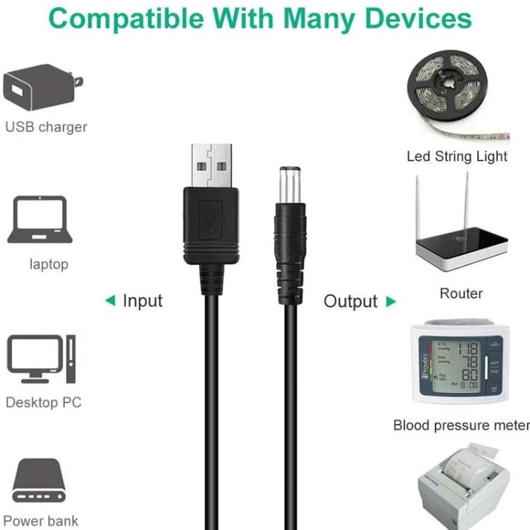 1.5m USB to DC5.5x2.1mm Male Power Cord with 10pcs Converter — view 4
