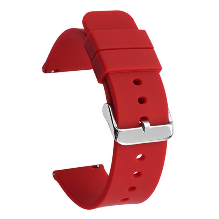 Stainless Steel Silver Pin Buckle Solid Color Silicone Waterproof Watch Band