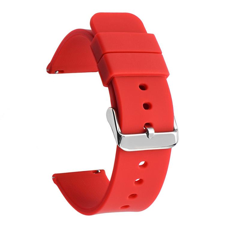 Stainless Steel Silver Pin Buckle Solid Color Silicone Waterproof Watch Band